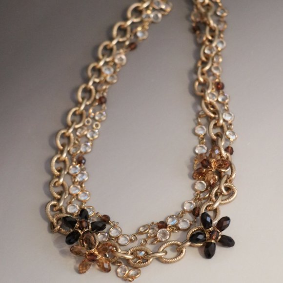 NEW Jimmy Crystal Gold Flower Necklace - Picture 4 of 10